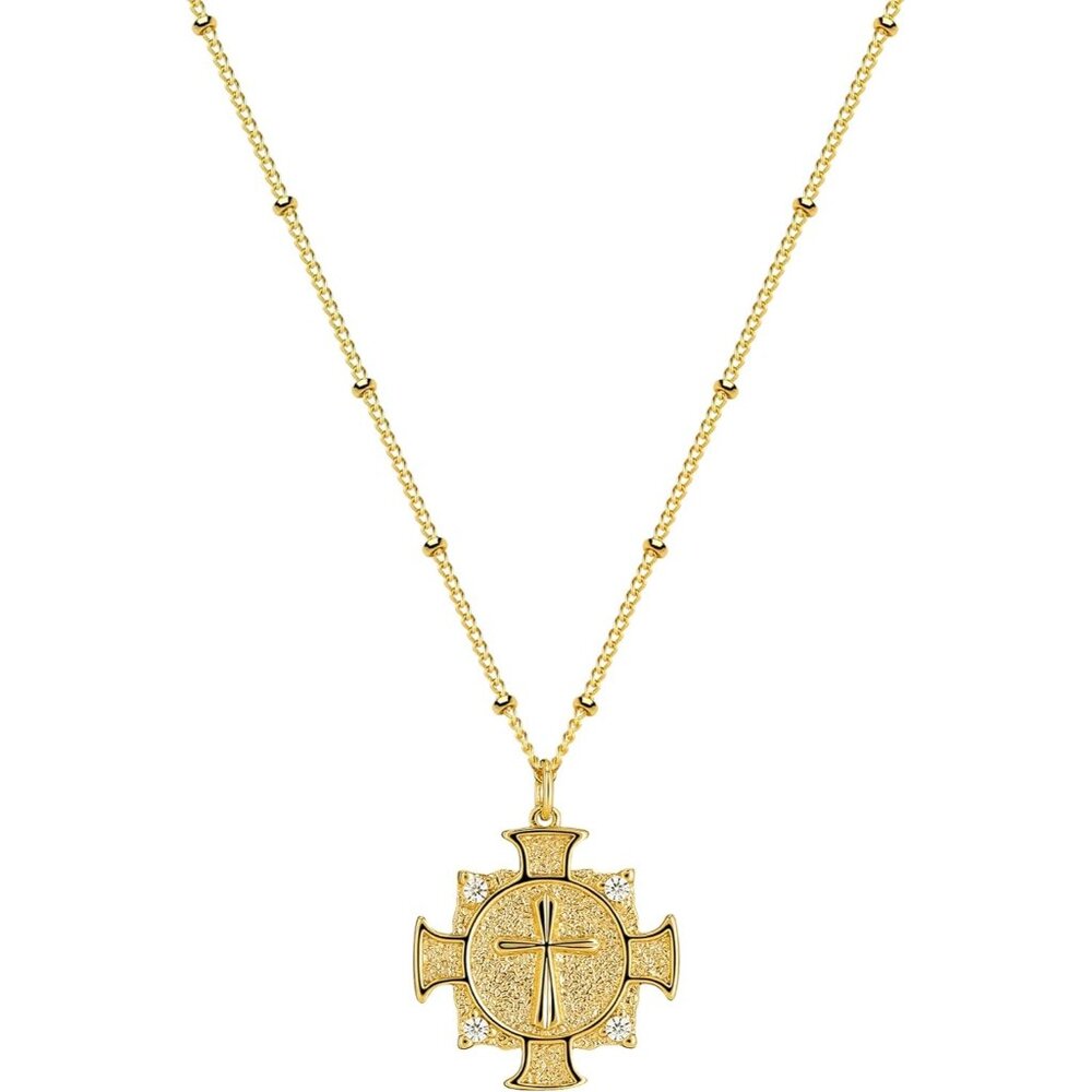 Women Gold Pendant 14K Plated Dainty Chain Simple Tiny God Religious Jewelry